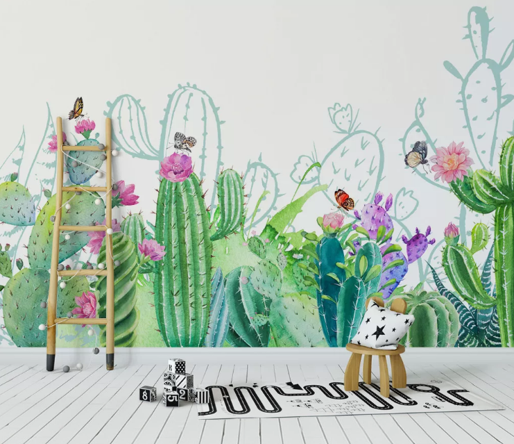 3D Cactus Butterfly WC2139 Wall Murals