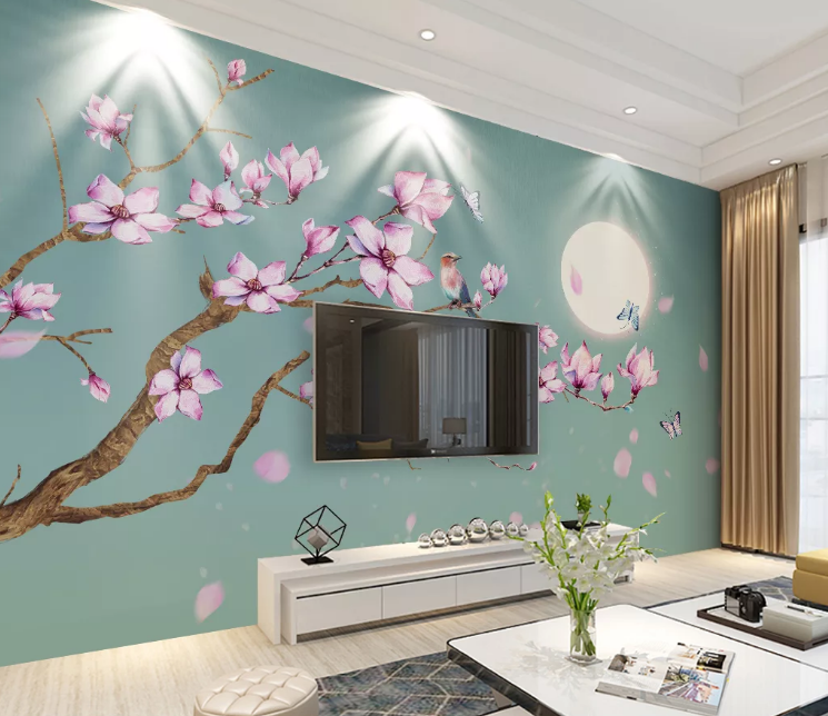 3D Plum Butterfly WC2031 Wall Murals