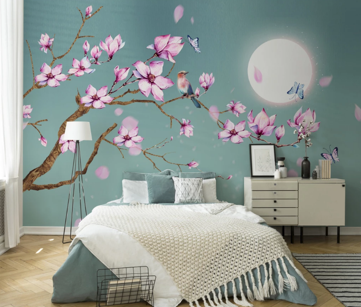 3D Plum Butterfly WC2031 Wall Murals