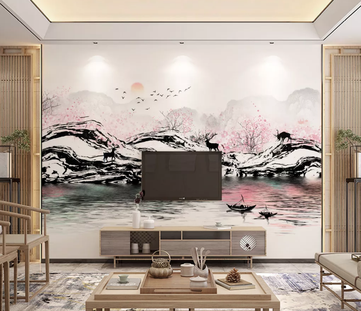 3D Peach Blossom Forest WC1967 Wall Murals