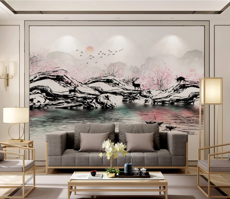 3D Peach Blossom Forest WC1967 Wall Murals