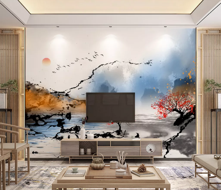 3D Red Tree WC1965 Wall Murals