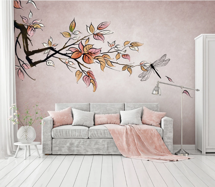 3D Dragonfly Flower WC1892 Wall Murals