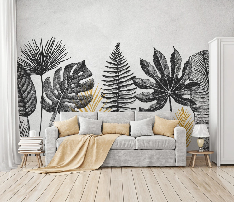 3D Black Banana Leaf WC1876 Wall Murals