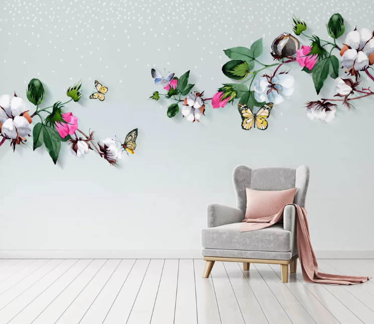 3D Cotton Butterfly WC1875 Wall Murals