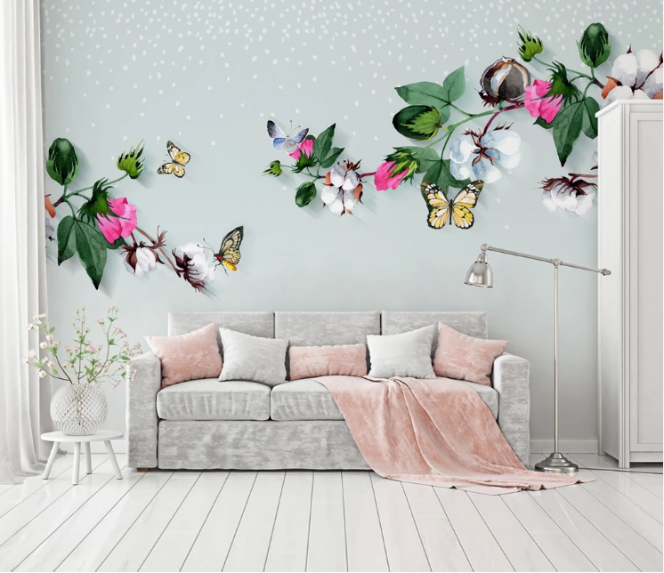 3D Cotton Butterfly WC1875 Wall Murals