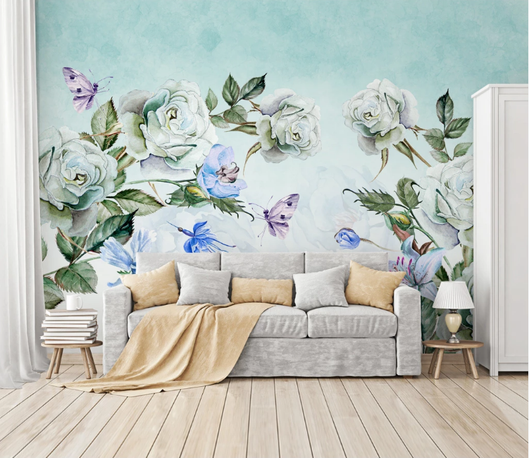 3D Green Rose WC1817 Wall Murals