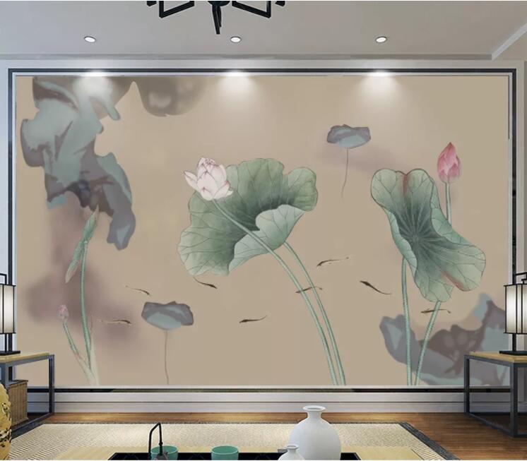 3D Lotus Leaf Fish WC2568 Wall Murals