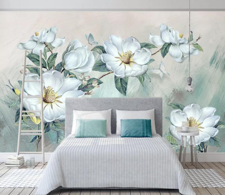 3D White Flower WC2390 Wall Murals