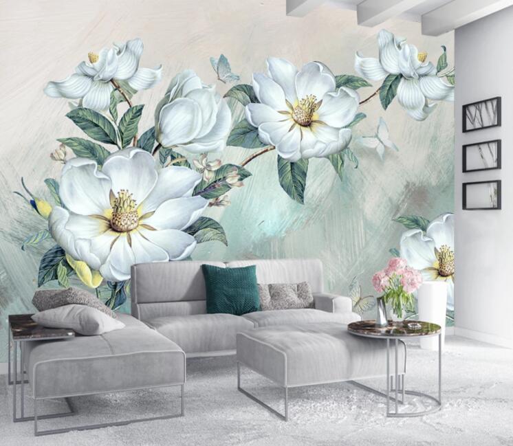 3D White Flower WC2390 Wall Murals