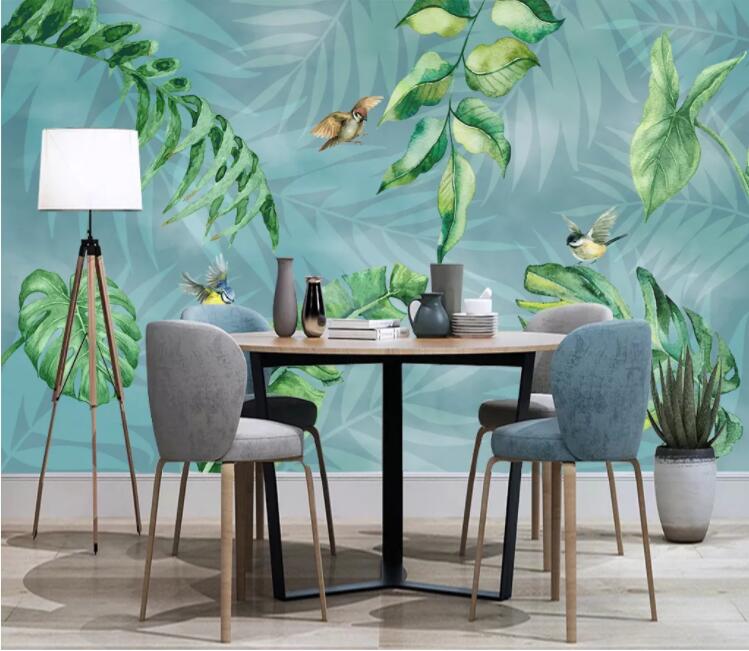 3D Bird Leaf WC2161 Wall Murals