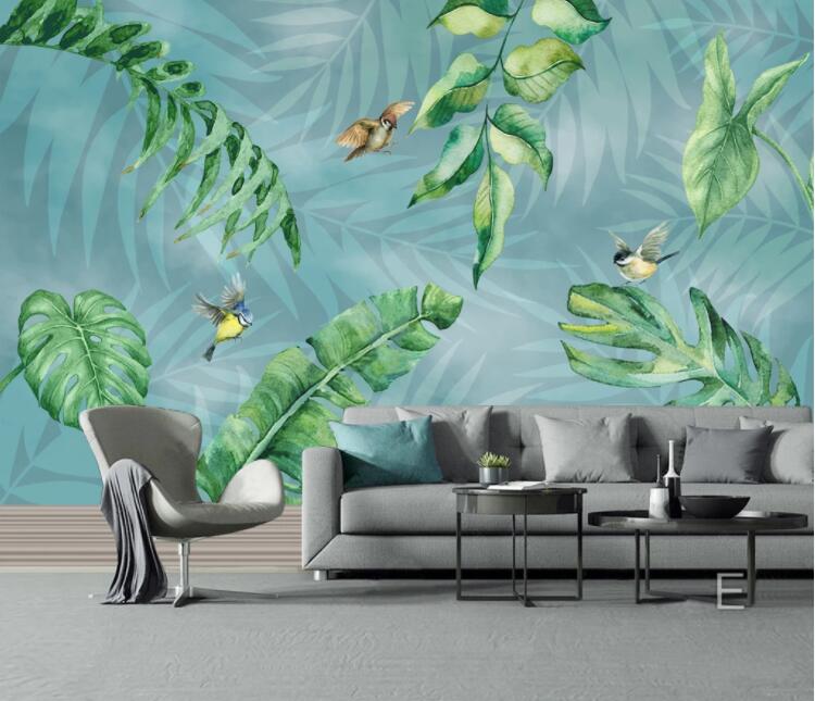 3D Bird Leaf WC2161 Wall Murals