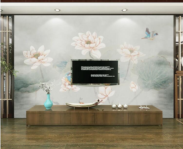 3D Lotus Bird WC1974 Wall Murals