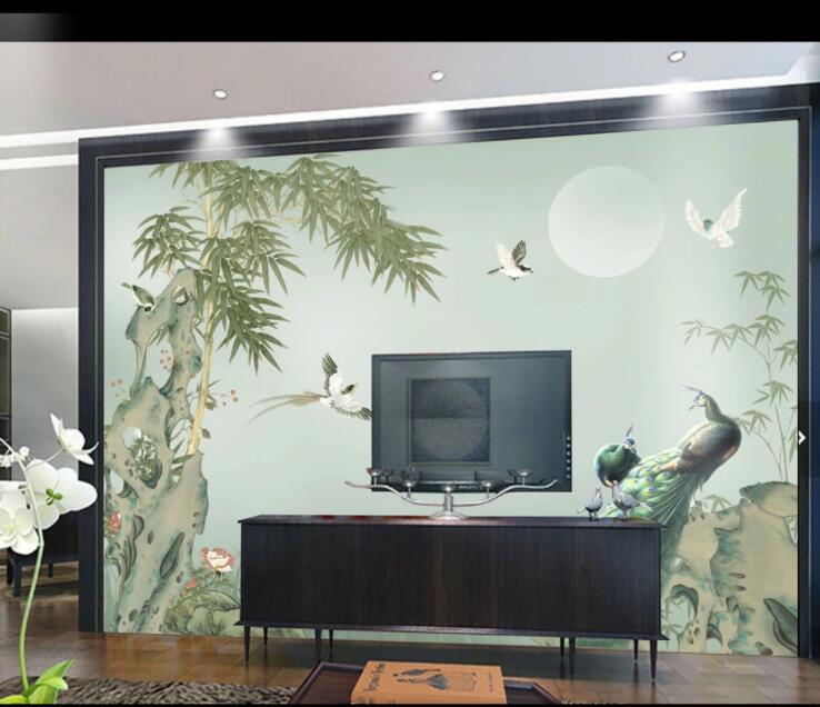 3D Peacock Bird Stone WC2497 Wall Murals