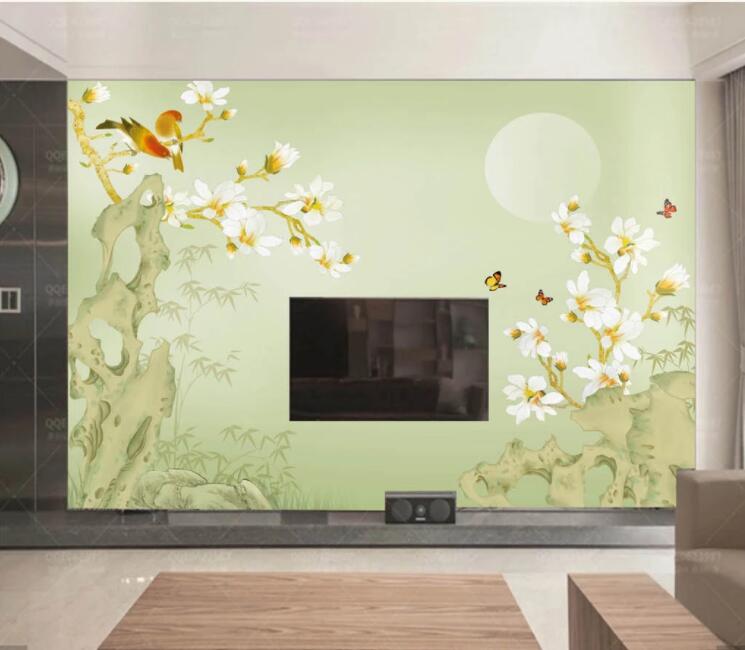 3D Stone Flower Butterfly WC2484 Wall Murals