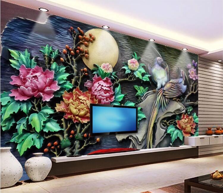 3D Parrot Flower Fruit WC1034 Wall Murals