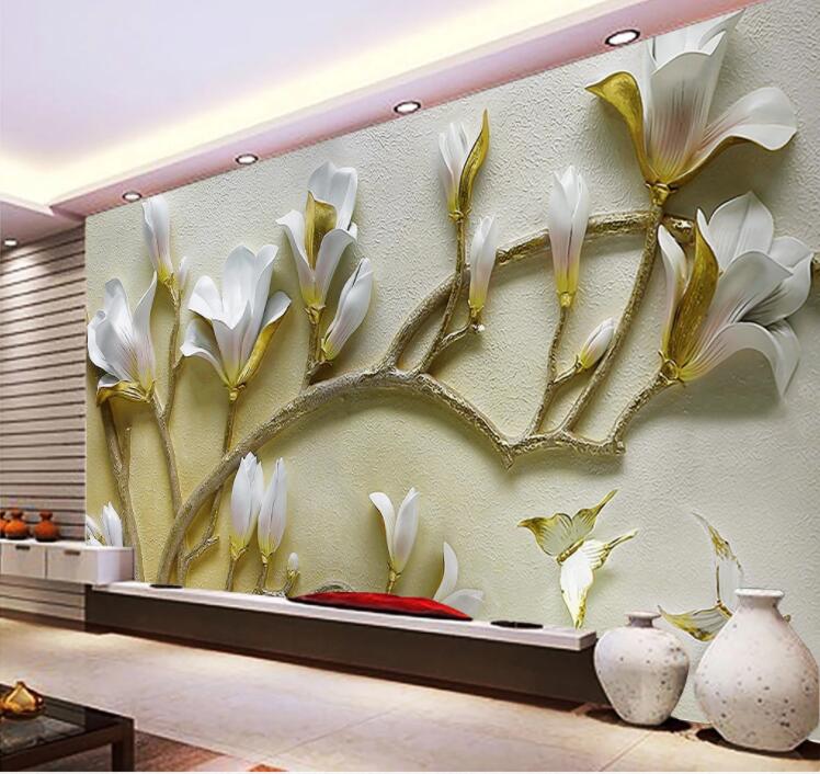 3D Lily Butterfly WC898 Wall Murals