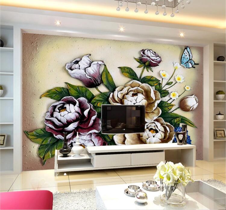 3D Rose Butterfly WC897 Wall Murals