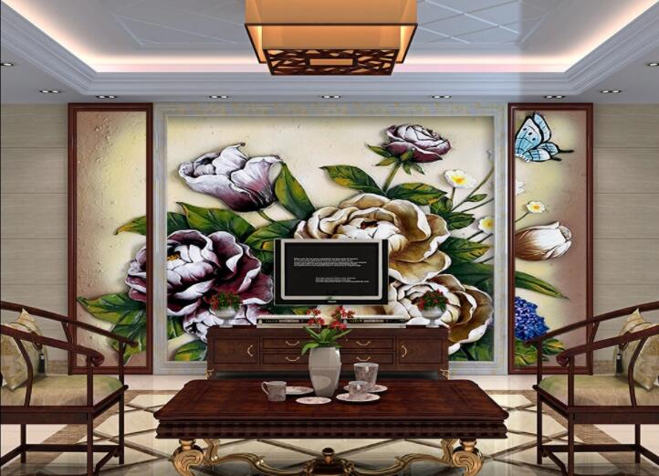 3D Rose Butterfly WC897 Wall Murals