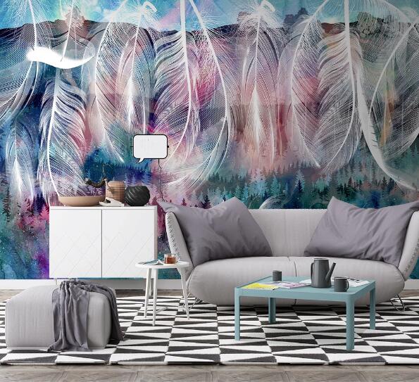 3D Forest Feather WC1690 Wall Murals