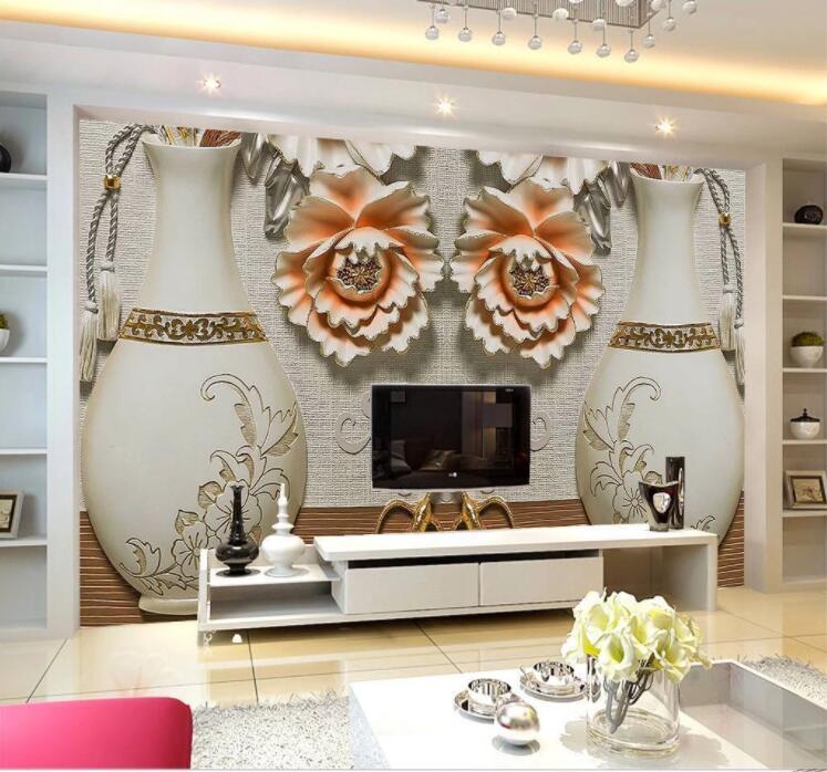 3D Vase Peony WC868 Wall Murals