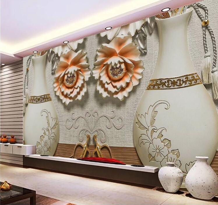 3D Vase Peony WC868 Wall Murals