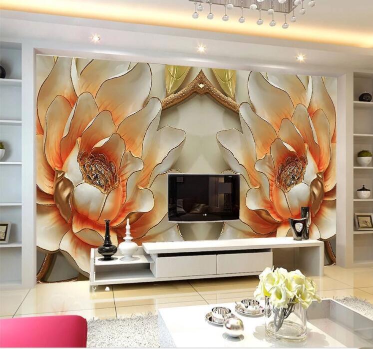 3D Peony Decoration WC862 Wall Murals