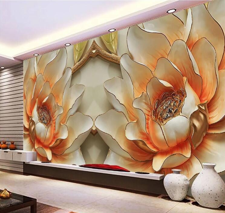 3D Peony Decoration WC862 Wall Murals