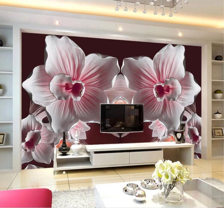 3D Blooming Red Flowers WC857 Wall Murals