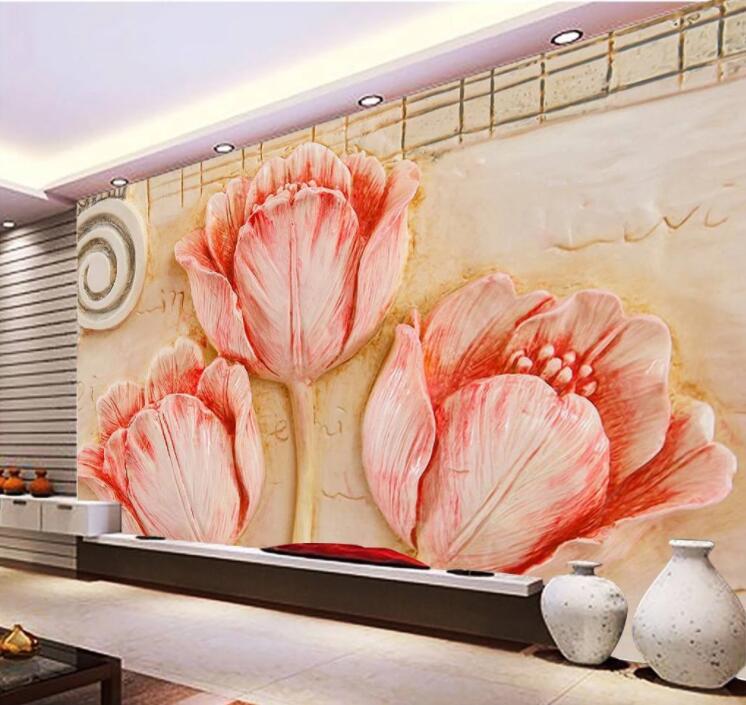 3D Red Tulip WC854 Wall Murals