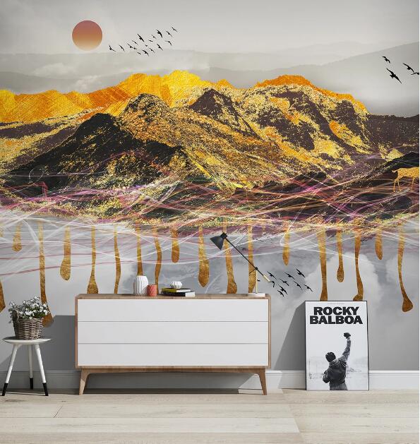 3D Golden Mountain WC1669 Wall Murals