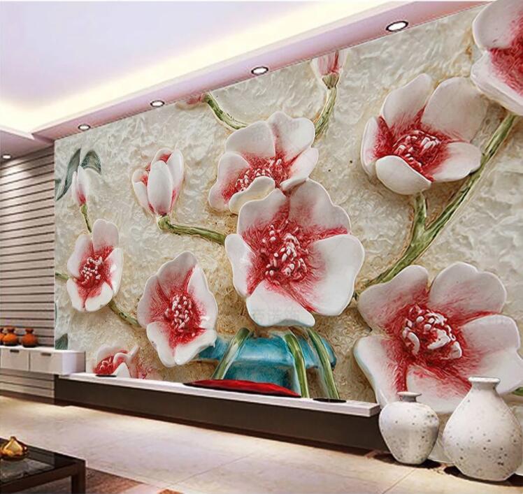 3D Carved Plum WC852 Wall Murals