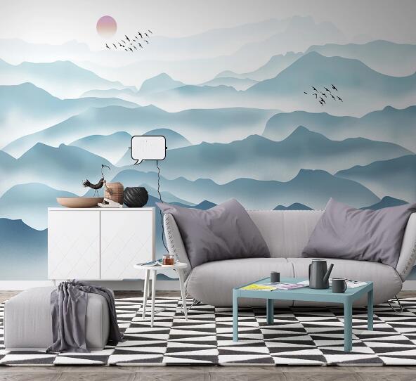 3D Blue Mountain WC1619 Wall Murals