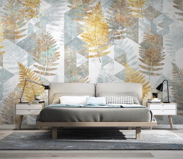 3D Yellow Leaves WC1522 Wall Murals