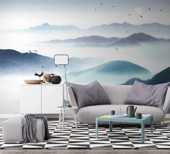 3D Blue Hillside WC1490 Wall Murals