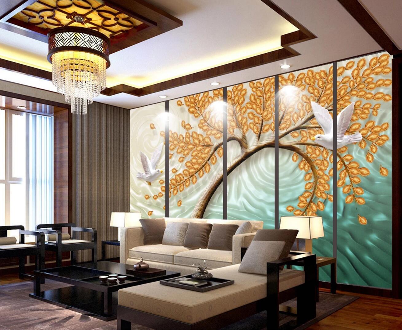 3D Golden Tree WC448 Wall Murals