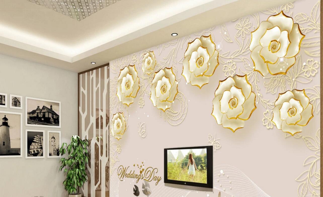 3D Ceramic Flower WC526 Wall Murals