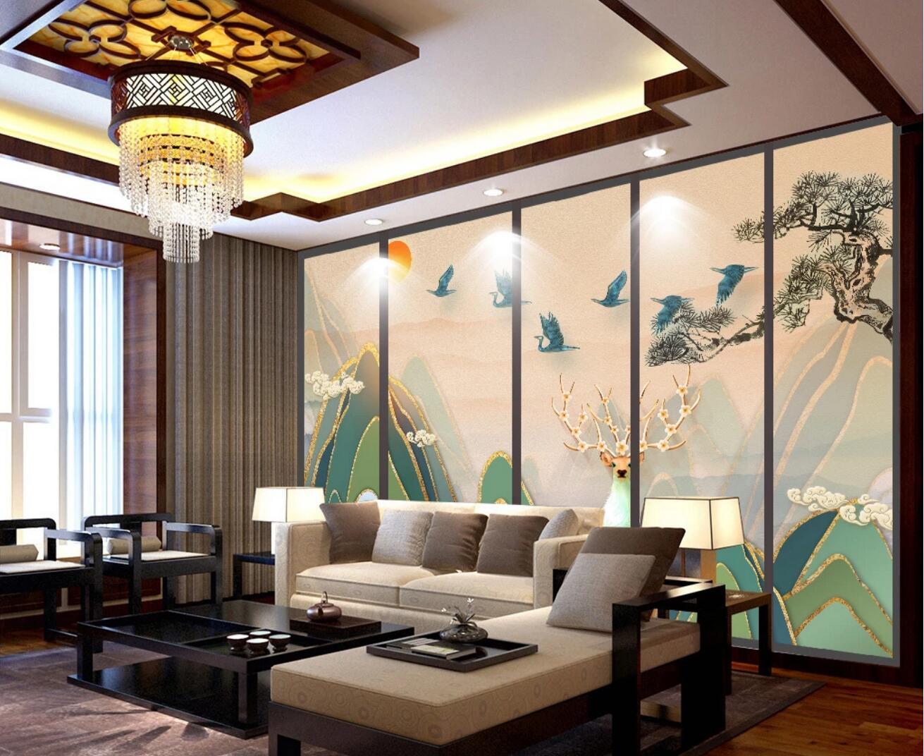 3D Golden Mountain WC493 Wall Murals