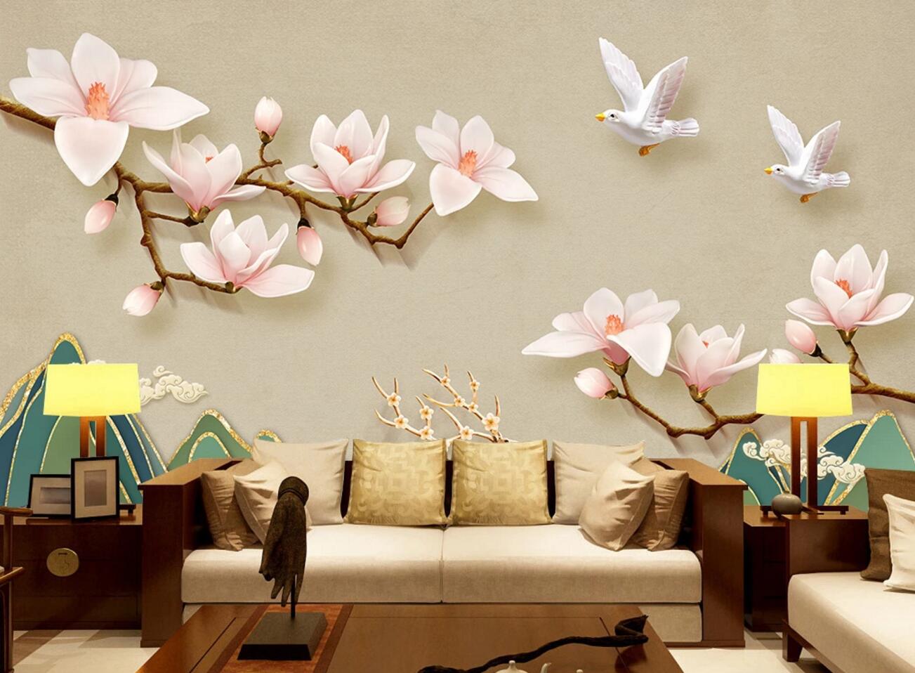 3D Flower Deer WC490 Wall Murals