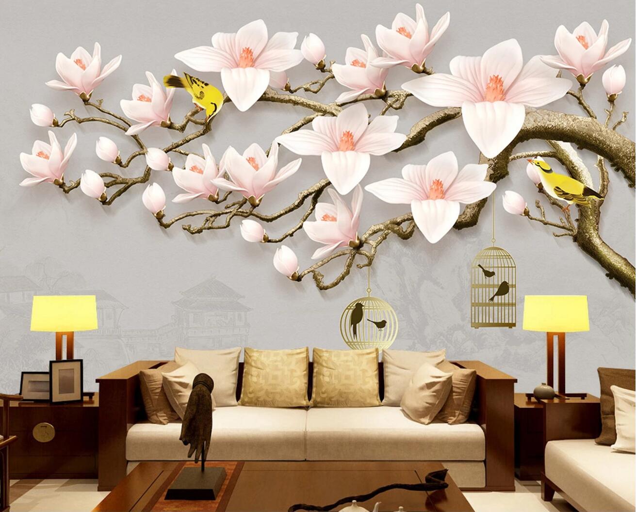 3D Birdcage Flower WC662 Wall Murals