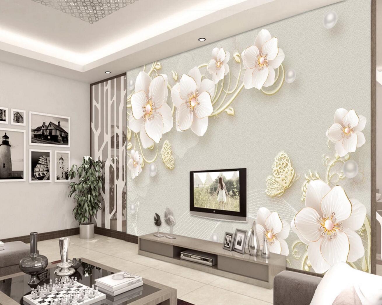 3D Flower Butterfly WC592 Wall Murals