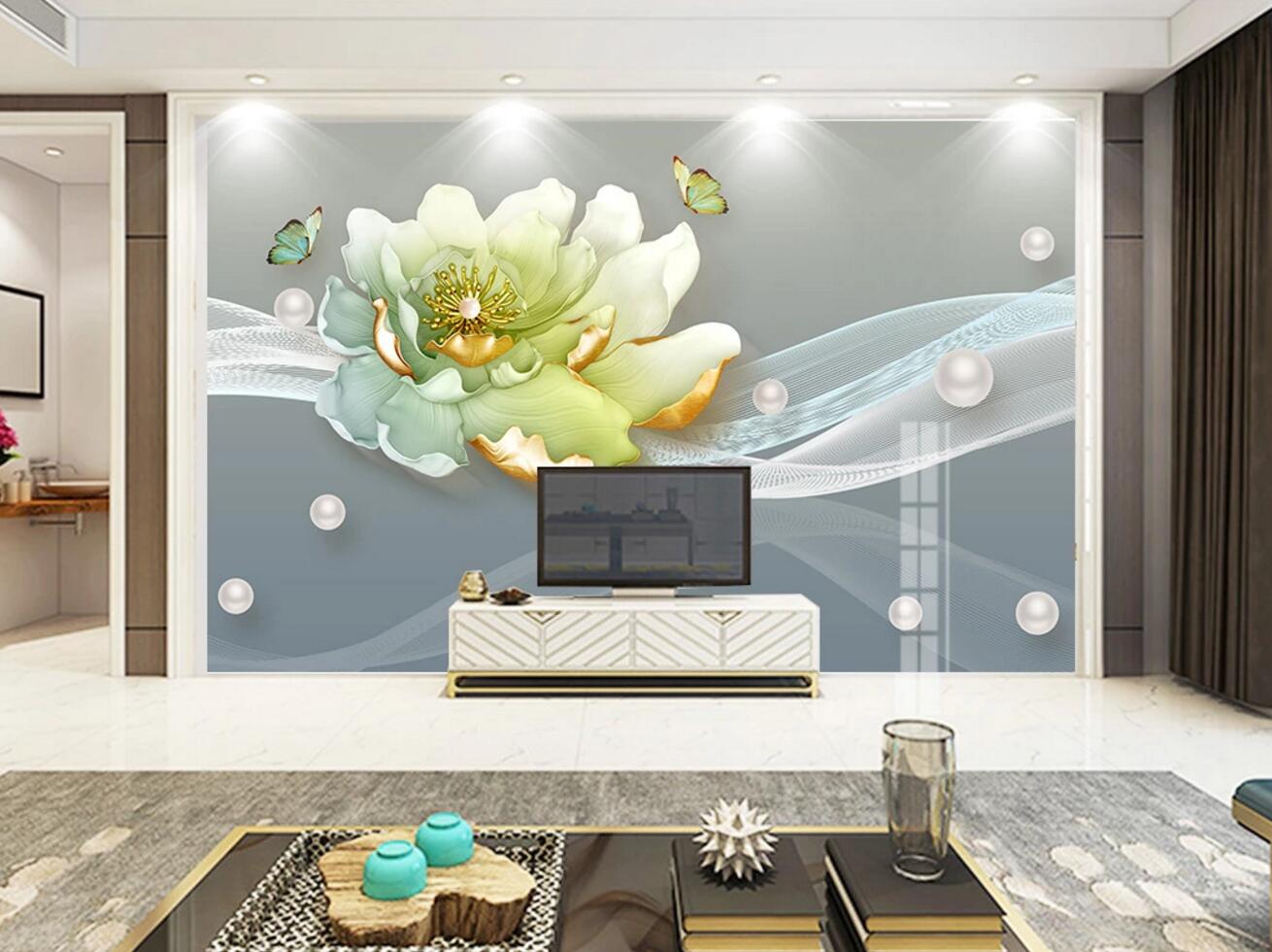 3D Peony Pearl WC582 Wall Murals