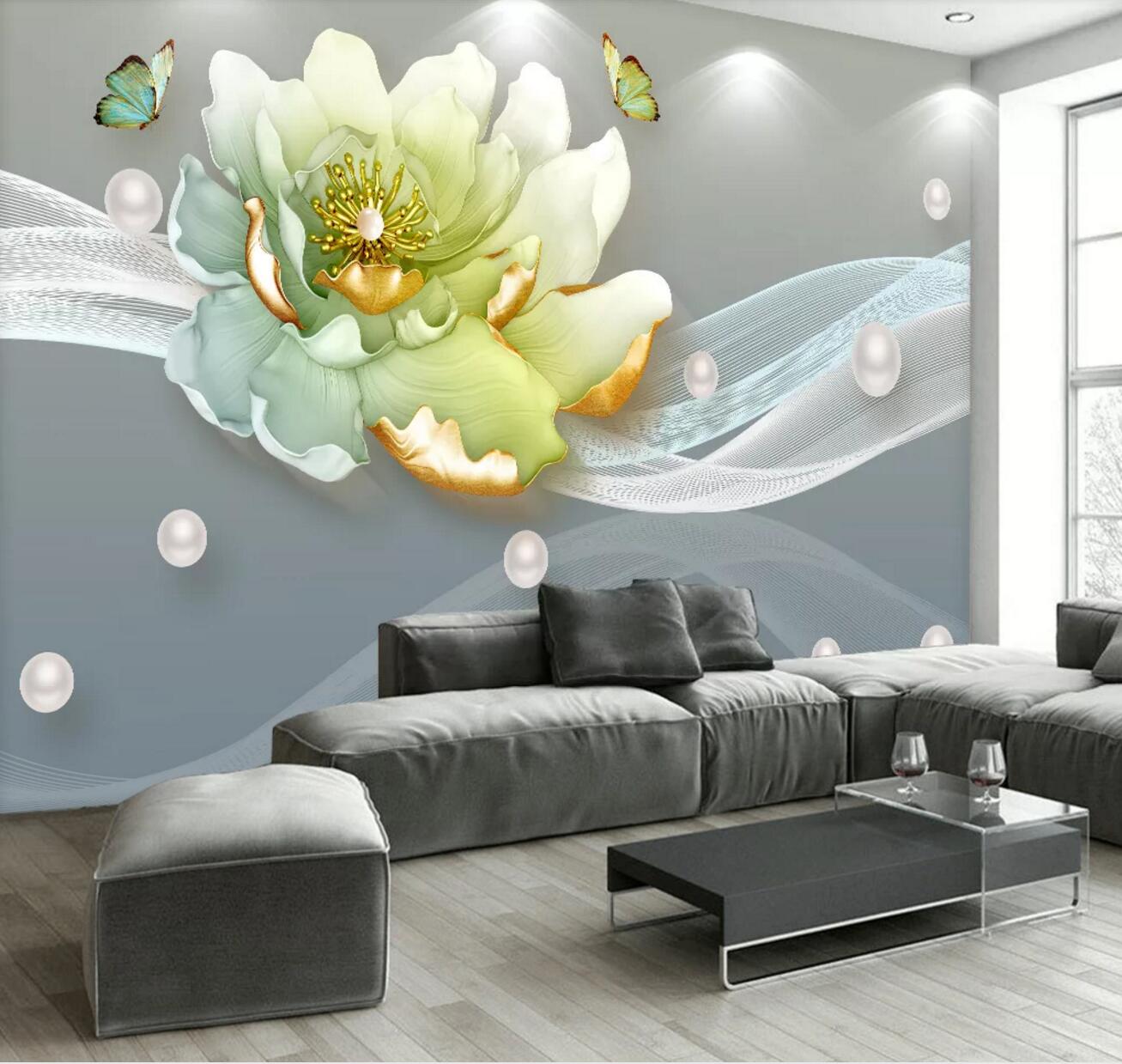 3D Peony Pearl WC582 Wall Murals