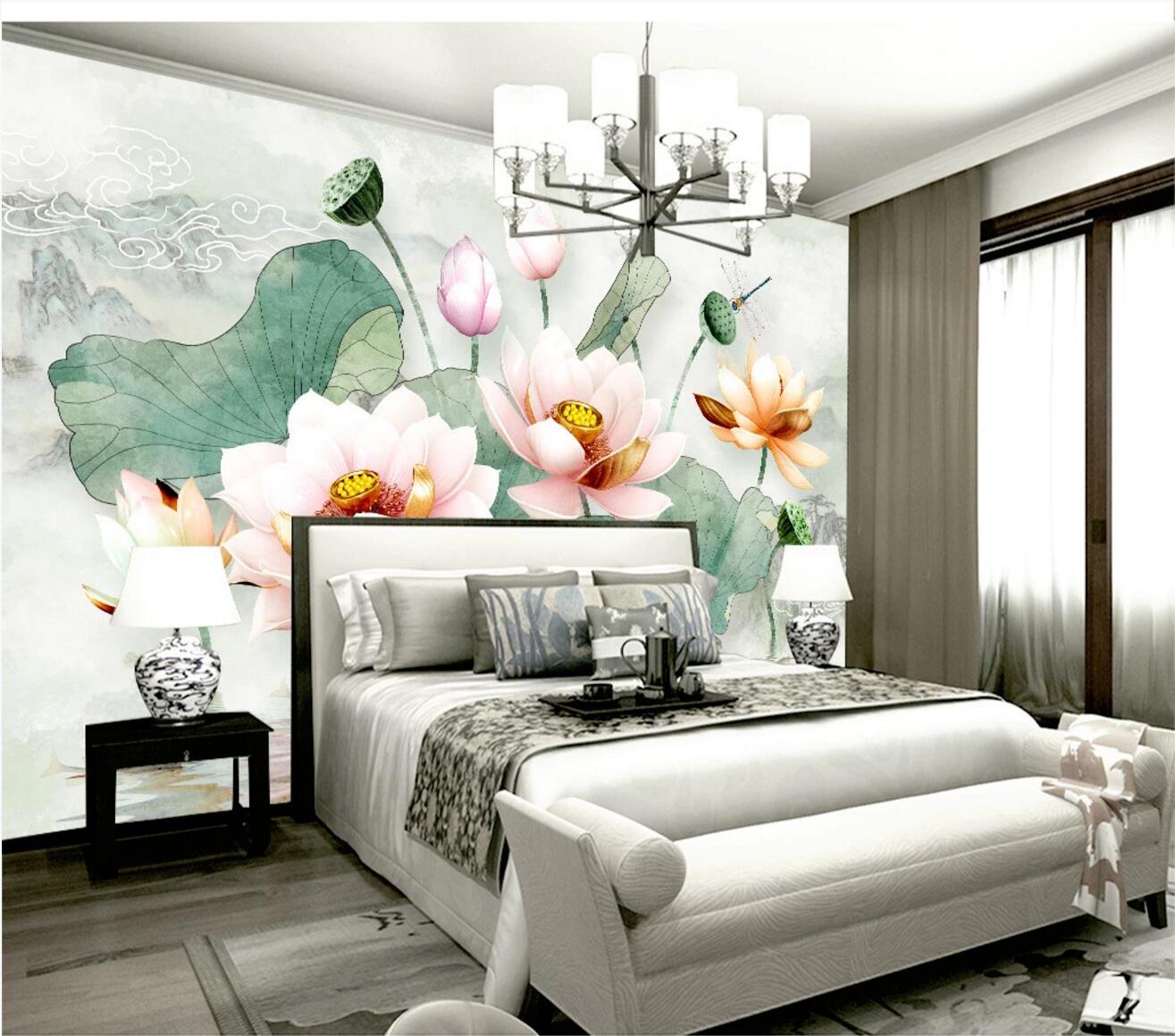 3D Beautiful Lotus WC559 Wall Murals