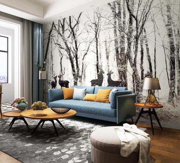 3D Sika Deer Woods WC1382 Wall Murals