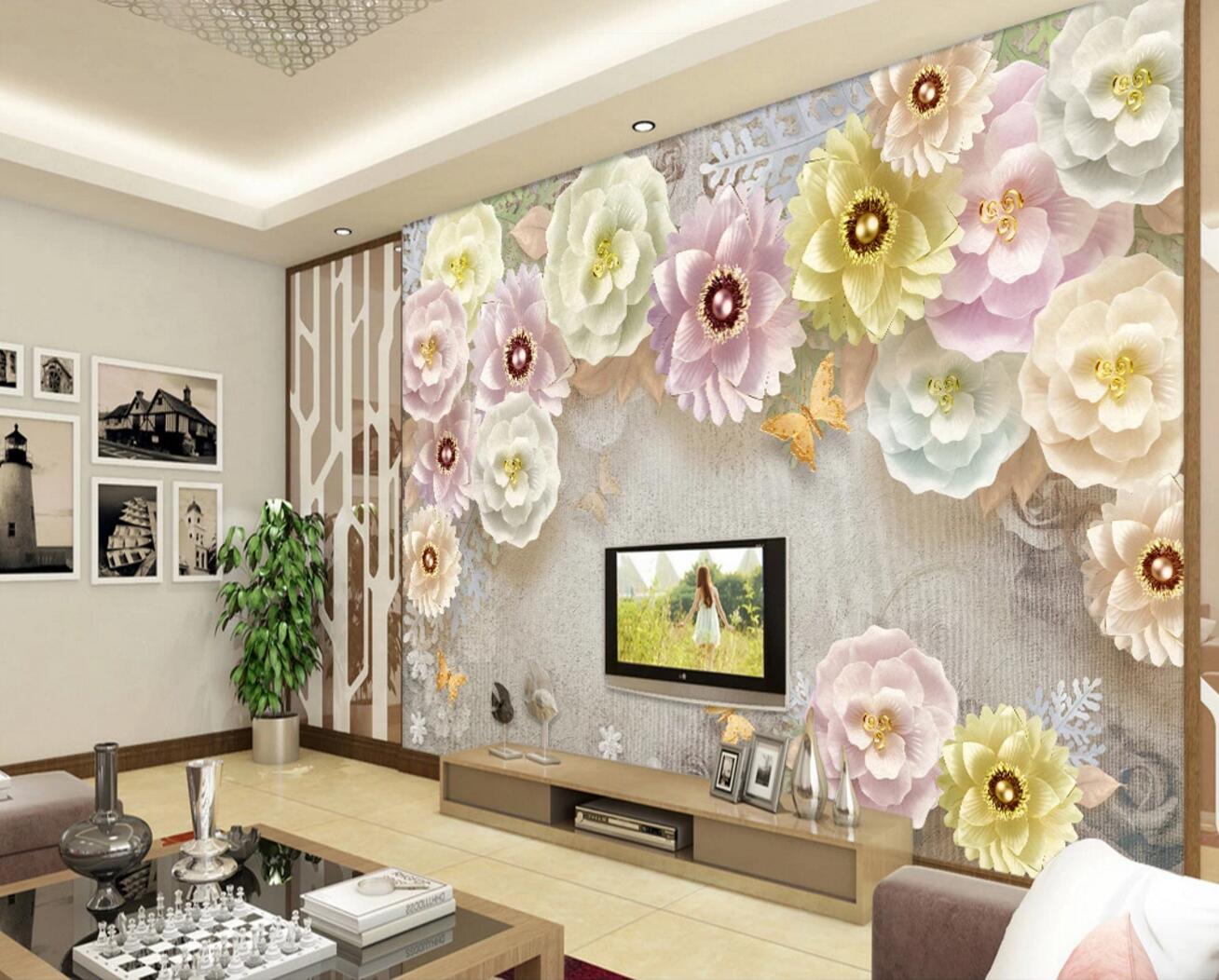 3D Yellow Peony WC761 Wall Murals