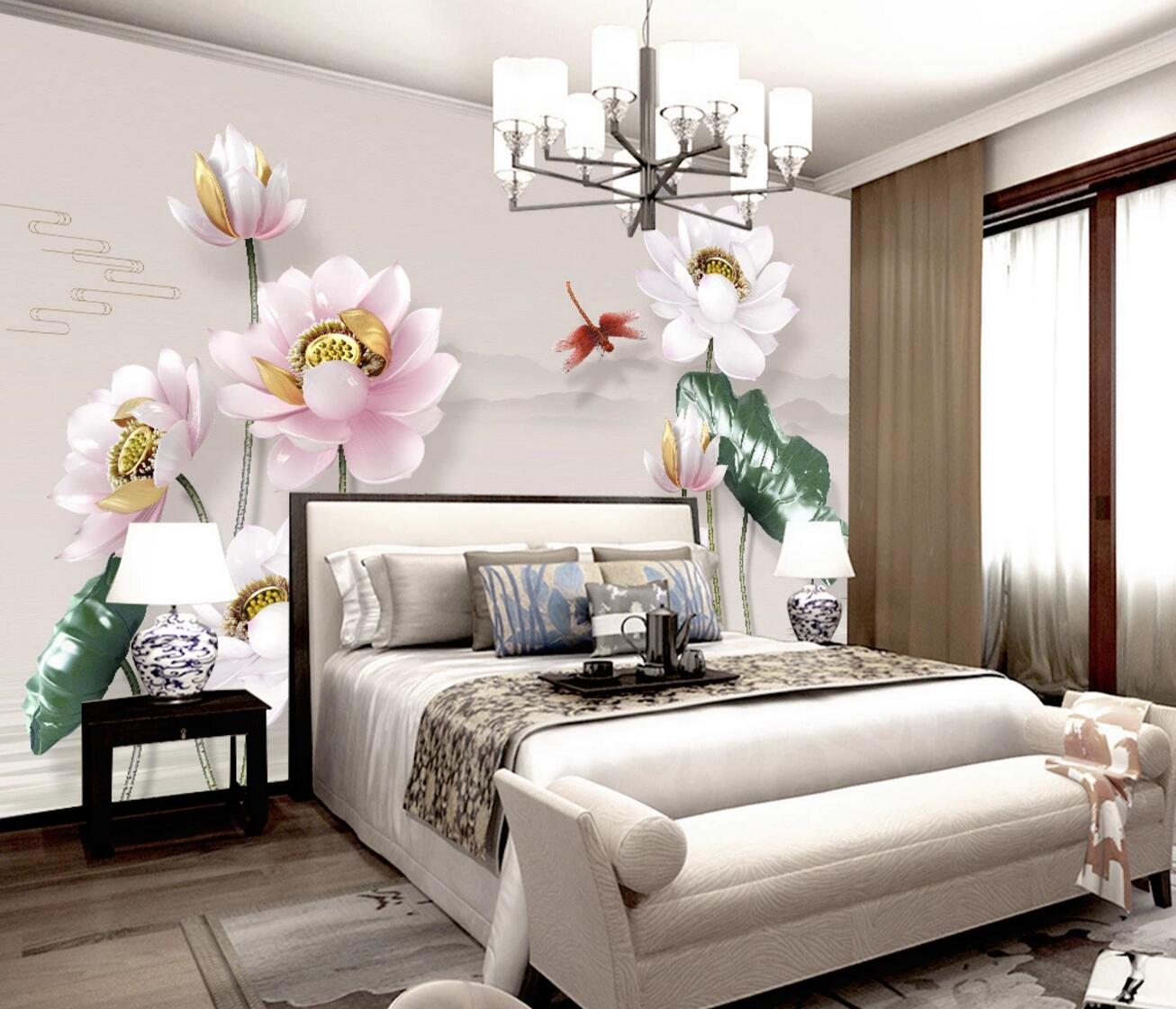 3D Lotus Blossoms WC1080 Wall Murals