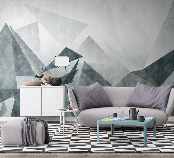 3D Green Triangle WC1255 Wall Murals