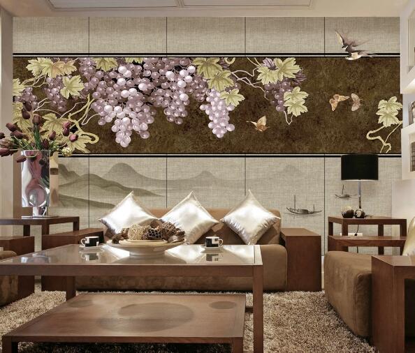 3D Grape Butterfly WC2065 Wall Murals