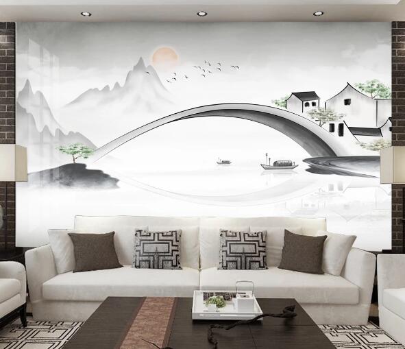 3D House Bridge River WC2004 Wall Murals